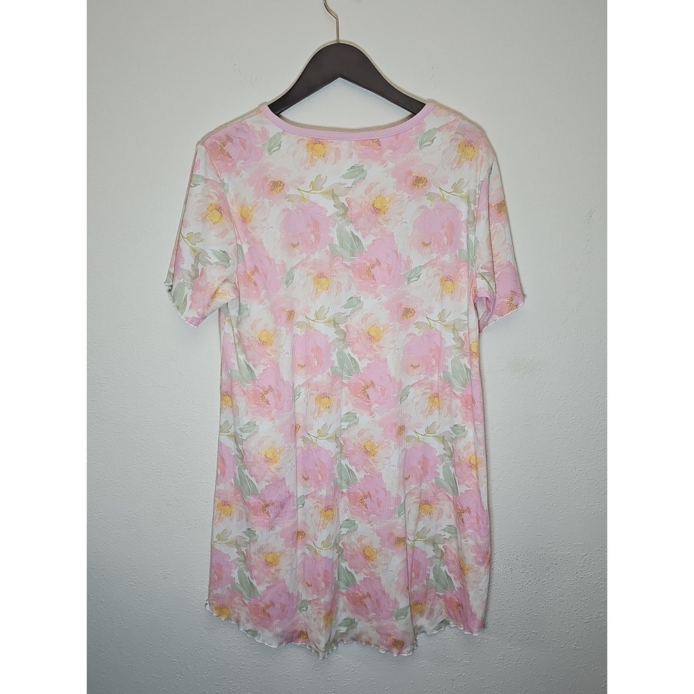 Flora‎ Nikrooz Women's Soft Stretch Short Sleeve Sleep Dress Pink Floral  Size L - Picture 2 of 12